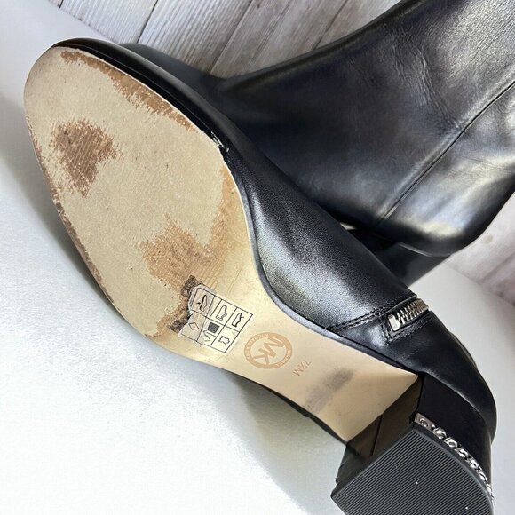 Michael Kors Sabrina Mid Bootie Ankle Boots Leather Black Women's Shoes Sz 7M - Picture 9 of 16